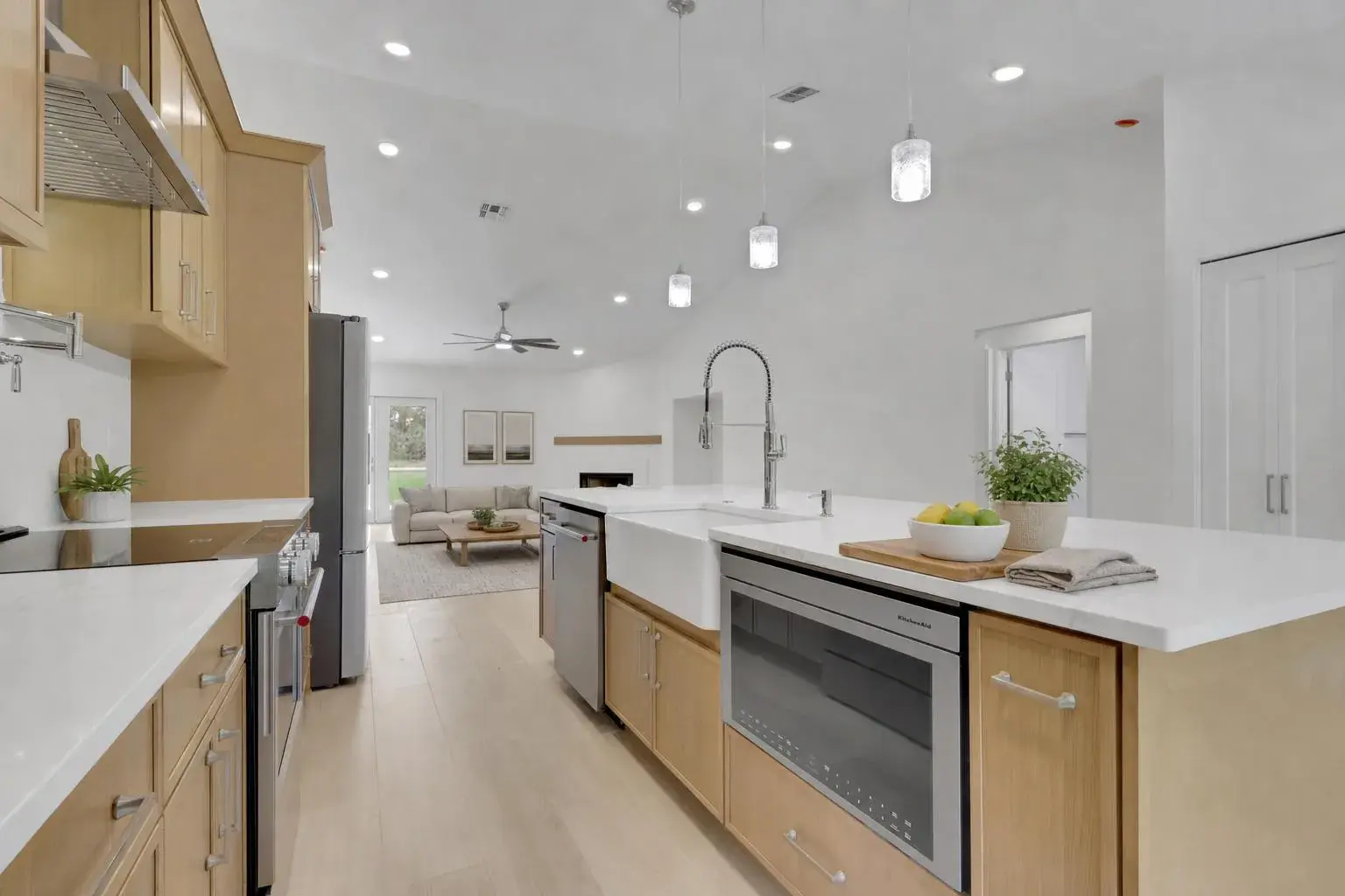 Renovated kitchen opened to the living space, Naples, Florida